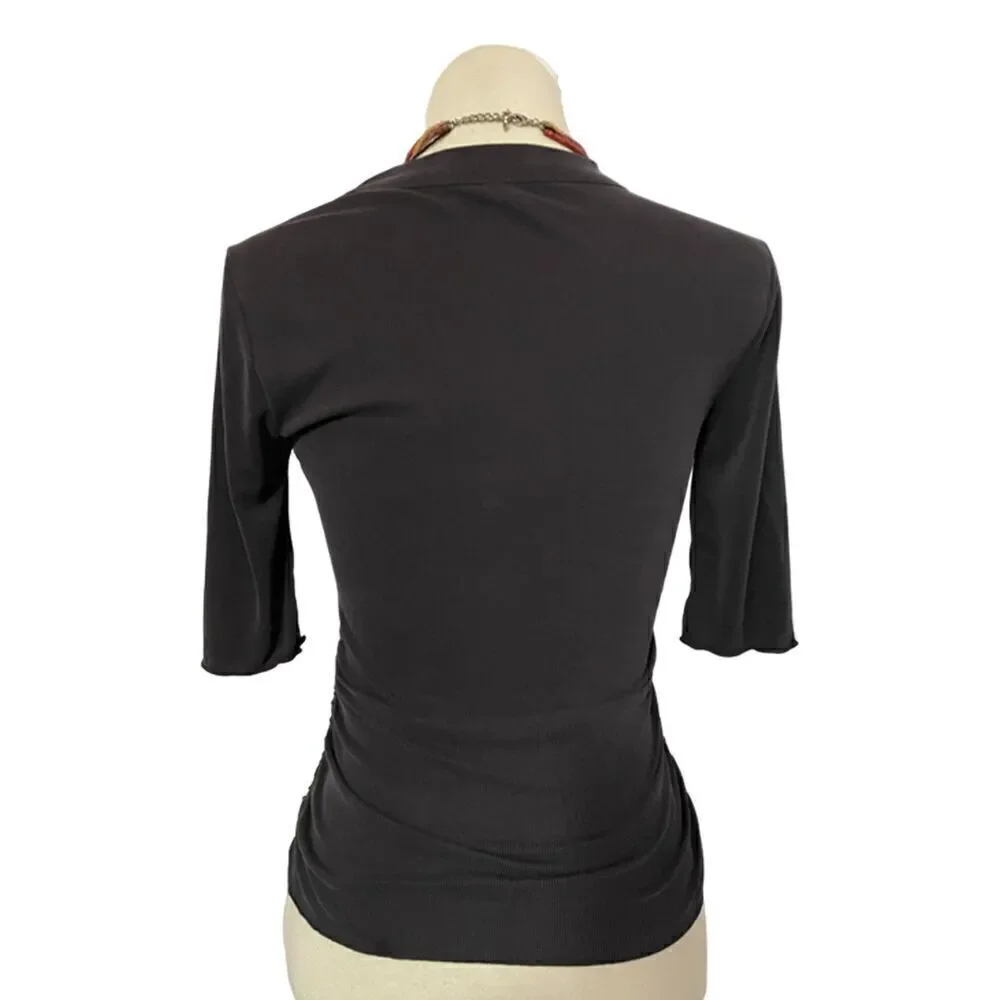 Intimately Free People Ruched Mini Rib Knit Gray Top Size SP
